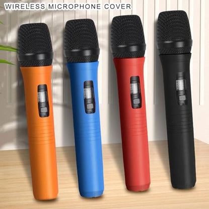 Wireless Microphones Handle Sleeve Rubber Handle Covers for KTV Singers Rubber AntiDrop Protective Covers - color: Blue