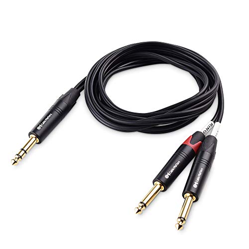 Cable Matters 6.35mm TRS to Dual TS Insert Cable, 6ft | 1/4 TRS to 2 TS Cable, Balanced/Unbalanced Insert Cable, Oxygen-Free Copper, Braided Jacket - size: 6 ft