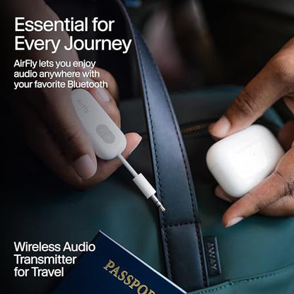 Twelve South AirFly SE, Bluetooth Wireless Audio Transmitter Adapter, Black | Bluetooth Adapter for AirPods/Headphones, 20+ Hr Battery, Works with 3.5mm aux Jacks on Airplanes, TVs, Gym Equipment, Travel - color: Black, style: AirFly SE
