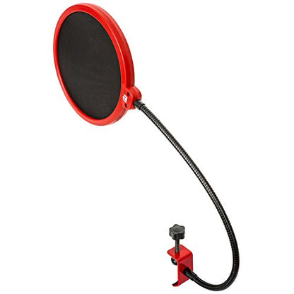 Deco Gear 2-Pack Professional Pop Filter Microphone Wind Screens with Goose Neck Black/Red