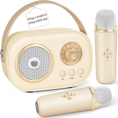 PRUNUS C20 Mini Karaoke Machine,Valentines Day Gifts Her Him Kids Mens - color: C20-Beige
