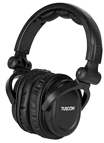 Turcom Over Ear Wired Gaming Headphones, DJ-Style Monitor Headphone, Stereo Studio Sound 50 mm drivers and 100 dB, Lightweight Adjustable Professional Headset with Microphone Auxiliary Cable (TS-823)