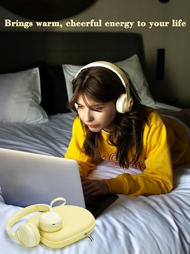 Ginsco Case Compatible with Sony WH-CH520 Wireless Headphones Bluetooth On-Ear Headset with Microphone, with JBL Tune 510BT/520BT/500BT Ultra-Slim Hard Shell Case for On Ear Headphones (Butter Yellow) - color: Butter Yellow
