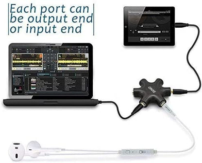 2-Pack Multi Headphone Splitter,3.5mm Headset Earphone Jack Audio Adapter Connector 1 Male to 2 3 4 5 Female Cable and Earphones Speakers