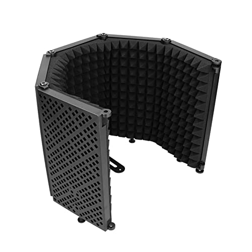 Semme Microphone Isolation Microphone Isolation for Studio Recording Foldable Sound Absorbing Foam Reflector 5 Panel Acoustic for Clear Voice