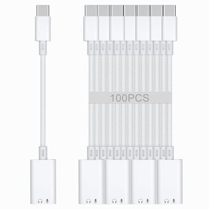 USB C to Lightning Headphone Audio Adapter, USB C Male to Lightning Female Earbuds Audio Adapter Compatible with iPhone 17/16/16e/15 Plus/Pro/Max, iPad Pro, iPad Air 6/5, MacBook (No Charge)[100 Pcs] - color: 100Pcs-White