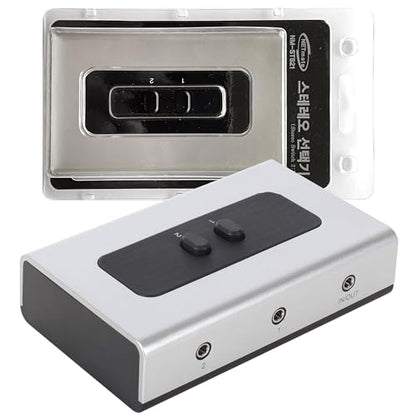 NETMATE 3-Port 3.5mm Stereo Audio Switch, 3.5mm+RCA Audio Switcher 2 Input 1 Output/Audio Splitter Bidirectional Audio Switch with Volume Control Switch Knob for Speaker Headphone