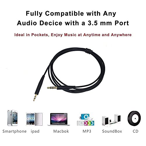 Replacement Audio Cable Cord, Extension Wire 3.5mm to 2.5mm for Bose QuietComfort QC45 QC35II QC35 QC25 NC 700 Soundlink Soundtrue Headphones Black - style: No mic