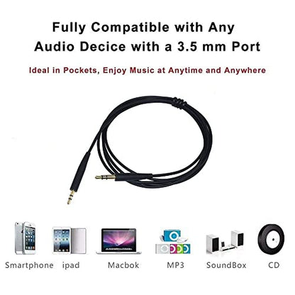 Replacement Audio Cable Cord, Extension Wire 3.5mm to 2.5mm for Bose QuietComfort QC45 QC35II QC35 QC25 NC 700 Soundlink Soundtrue Headphones Black - style: No mic