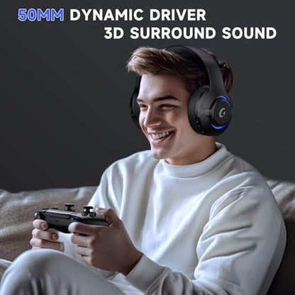 syndesmos Wireless PS5 Headset, 2.4GHz Gaming Headset for PS5, PC, Switch, Bluetooth 5.3 Headphones with Noise Canceling Mic, 7.1 Surround Sound, Low-Latency, 45H Battery, Black - color: Black