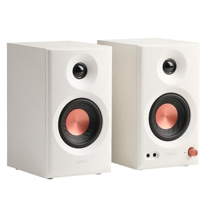 Edifier MR3 Powered Studio Monitor Speakers, Hi-Res Audio Certified Bluetooth V5.4 Active Bookshelf Loudspeakers, 2.0 Computer Speaker with Headphone Output RCA AUX Balanced TRS Input (White) - color: White
