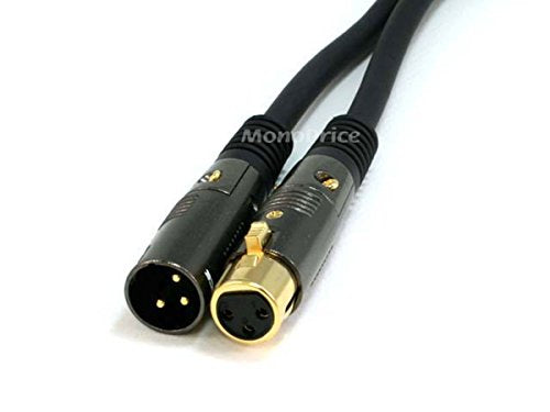 Monoprice XLR Male to XLR Female Cable - Gold Plated, 16AWG, 3 Feet, Black - Premier Series - size: 3ft, style: Premier Series