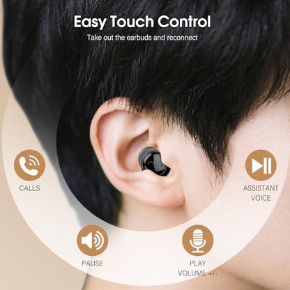 Sleep Earbuds Bluetooth 5.4, Mini Light-Weight Headphones for Side Sleepers | Features Sleep Mode & Built-in White Noise for Relaxing. 48H Battery & Clear Calls. Perfect Mini Earphones for Sound Sleep
