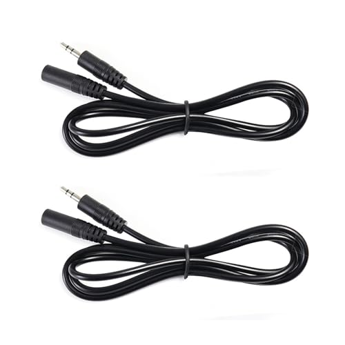 2-Pack 3.2ft 3.5mm AUX Stereo Extension Cable Male to Female, Slim Connector Compatible with iPhone, iPod, MP3 Player, Headphones, Car Stereo
