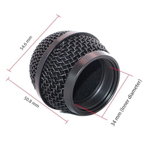 Replacement Ball Head Mesh Microphone Black Grille fits for shure PG48 PG58 PGA48 PGA58 PGX2 BLX288 PG288 PGX24 Microphone - size: Black Grille