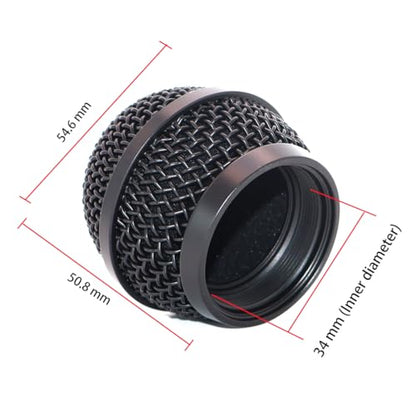 Replacement Ball Head Mesh Microphone Black Grille fits for shure PG48 PG58 PGA48 PGA58 PGX2 BLX288 PG288 PGX24 Microphone - size: Black Grille