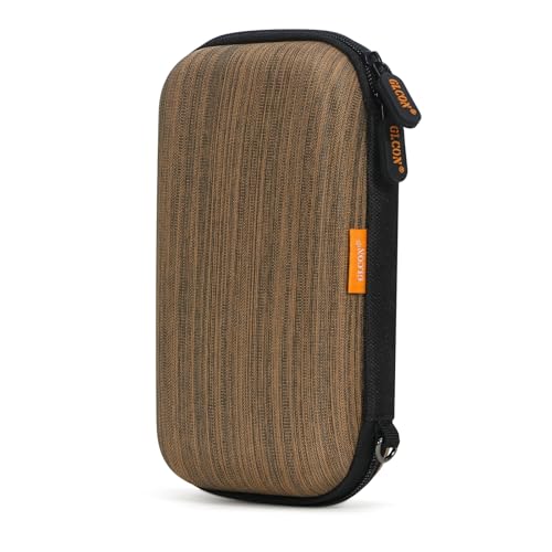 Shockproof Hard Drive Case for WD Samsung T9 Seagate, Travel Pouch | Vertical-Stripe Design, Fits WD Elements, My Passport, 1TB 2TB 4TB, External Drive Storage Bag - color: Stripe Dark Brown