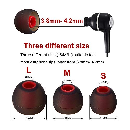 Earbud Tips High Quality Soft Silicone Earbuds Replacement Tips Fit for in-Ear Headphones(inner hole from 3.8mm - 4.2mm earphones)9 Pairs S/M/L,Black/Red - color: Black/Red