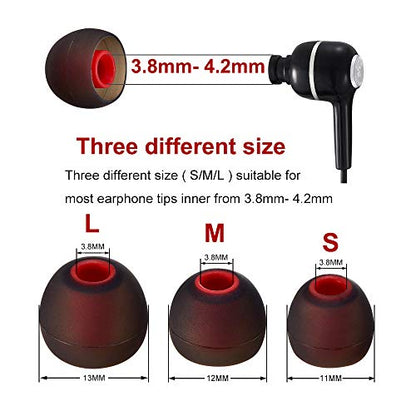 Earbud Tips High Quality Soft Silicone Earbuds Replacement Tips Fit for in-Ear Headphones(inner hole from 3.8mm - 4.2mm earphones)9 Pairs S/M/L,Black/Red - color: Black/Red