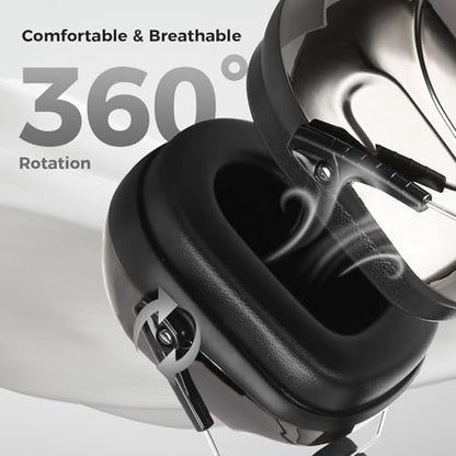 ProCase NRR 28dB Noise Reduction Ear Muffs, Foldable Adjustable Noise Cancelling Headphones - color: 1 - Metalic Black