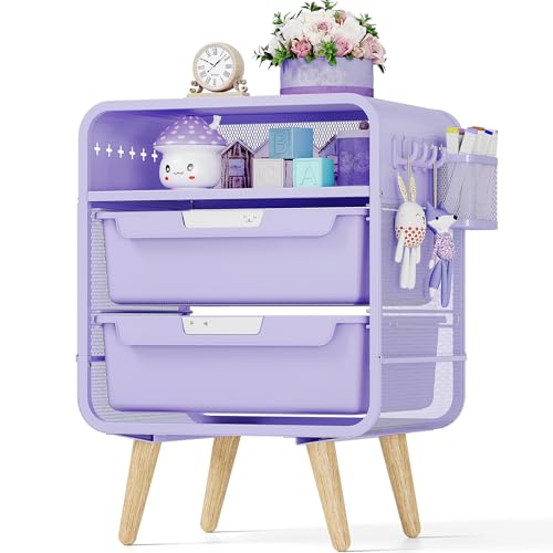 SYKIARIOL Kids Nightstand, Girls Bedside Table, Night Side Table, Purple | Kids Night Stand, End Tables Bedroom, Purple Cute Nightstand with Storage Drawer for Girls, Girls Bedroom Furniture - color: Purple