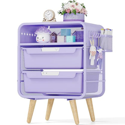 SYKIARIOL Kids Nightstand, Girls Bedside Table, Night Side Table, Purple | Kids Night Stand, End Tables Bedroom, Purple Cute Nightstand with Storage Drawer for Girls, Girls Bedroom Furniture - color: Purple