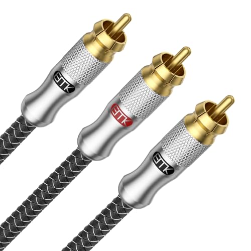 EMK RCA Y Splitter 8Ft/2.4M- Bi-Directional 1 Male to 2 Male Subwoofer/Coaxial RCA Audio Cable [Double Shielding] for Home Theater, AV Receiver, Amplifier - Silver - color: 1 Male to 2 Male Silver, size: 8 Ft/2.4M, style: RCA to 2RCA