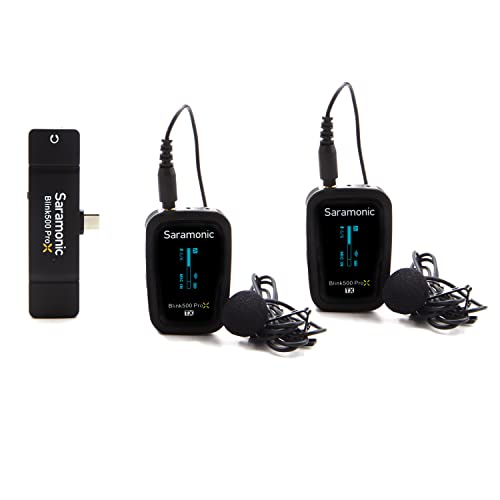 Saramonic Blink 500 Pro X B6 2-Person Wireless Mic System w/Lavaliers & USB-C Receiver for iPhone 15, Android, iPad, Mobile & Computers, Black