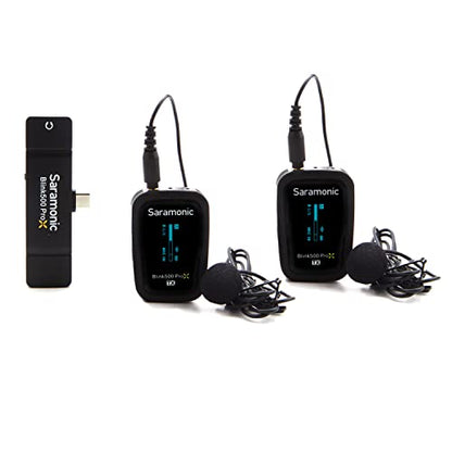 Saramonic Blink 500 Pro X B6 2-Person Wireless Mic System w/Lavaliers & USB-C Receiver for iPhone 15, Android, iPad, Mobile & Computers, Black