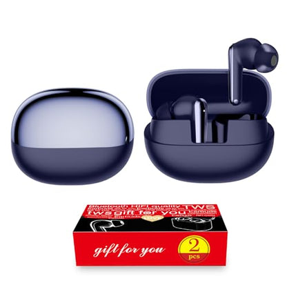 Wireless Earbuds 2 Pack, ANC in-Ear Bluetooth Headphones, Big Bass Durable, Lightweight Design for Noisy Factories, Gym, and Travel, 60 Hour Long Playtime (Dark Blue) - color: Dark Blue
