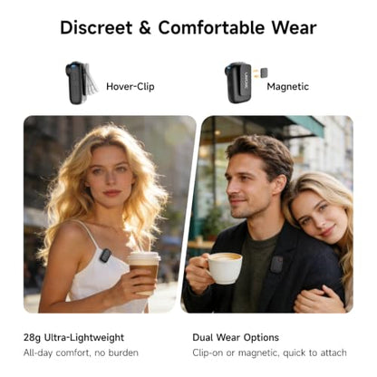 S20 Pro Wireless Lavalier Mic, AI Noise Canceling for Vlog YouTube | 2TX Dual Mic for iPhone Android Camera PC, 250m Range, 18H Battery, Touchscreen, Magnetic Clip, Bluetooth Accompaniment