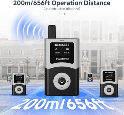 Retekess T130U(4nd Gen T130)Tour Guide System, Translation System(1TX 15RX) | for Church,School,Travel, U-Band, 200M, 40H, with16 USB Charging Ports, Less Interference Voice, One-Key Operation - style: 1-15