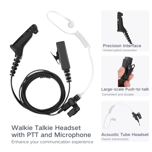 APX 6000 Earpiece XPR 7550e Headset Compatible for Motorola Radios APX 8000/7000/4000 XPR 7350e/7580e/7380e/7550/7350 Acoustic Tube and PTT Mic, Surveillance Headset
