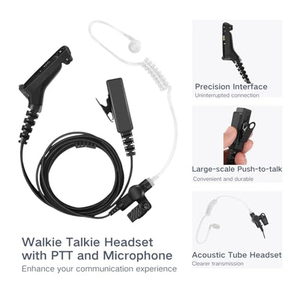APX 6000 Earpiece XPR 7550e Headset Compatible for Motorola Radios APX 8000/7000/4000 XPR 7350e/7580e/7380e/7550/7350 Acoustic Tube and PTT Mic, Surveillance Headset