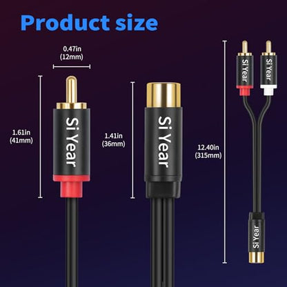 RCA Splitter 1 Female 2 Male 2Pack, Phono RCA Female to Dual Male Gold Plated Adapter, Stereo Audio Y Splitter Cable (20cm/2pcs) - color: RCAF-2RCAM-2PCS