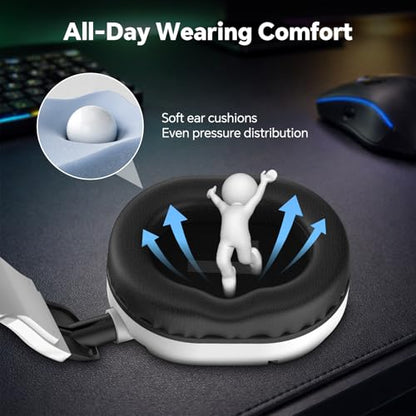 QXQ Wired Gaming Headset for PS5/PS4/PC/Switch, 3.5mm Over-Ear Headphones with Noise-Canceling Mic, RGB LED Light, Deep Bass Stereo Surround Sound, Soft Memory Foam Earpads, All-Day Comfort, White RGB - color: White