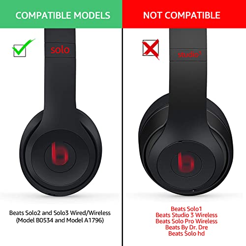 Krone Kalpasmos Beats Solo 3 earpad Replacement for Solo 2 & Solo 3 | Soft Memory Foam Beats Solo 3 Replacement Ear Pads with Protein Leather, Durable Beat Headphone Cover for Solo 2/3 Headphones - color: Black