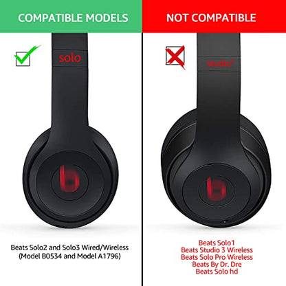 Krone Kalpasmos Beats Solo 3 earpad Replacement for Solo 2 & Solo 3 | Soft Memory Foam Beats Solo 3 Replacement Ear Pads with Protein Leather, Durable Beat Headphone Cover for Solo 2/3 Headphones - color: Black