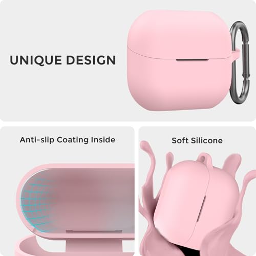 AhaStyle Silicone Case for Samsung Galaxy Buds 3 FE (2025) / Galaxy Buds3 Pro and Galaxy Buds 3 (2024) Shockproof Full Protective Skin Case Cover Compatible with Samsung Galaxy Buds3 Series (Pink) - color: Pink