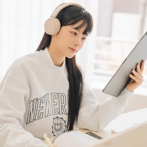 Sony WH-CH520 Best Wireless Bluetooth On-Ear Headphones with Microphone for Calls and Voice Control, Up to 50 Hours Battery Life with Quick Charge Function, Includes USB-C Charging Cable - Beige - color: Beige