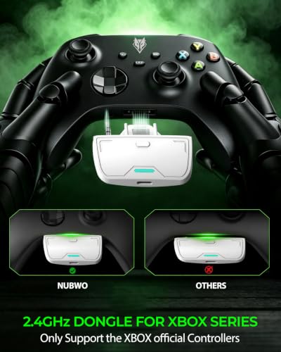 NUBWO Wireless Gaming Headset for Xbox Series X/S & Xbox One, 100Hr Battery Life, 3-in-1 Ultra-Low Latency 2.4GHz Dongle/Bluetooth 5.3/3.5mm Wired Gaming Headphones for PS5, PC - color: XBOX-White green