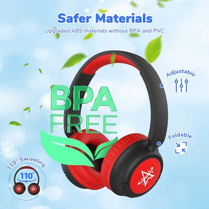 iClever BTH22 Kids Bluetooth Headphones for Toddler Travel, 60H Play Time | SafeSound Tech3.0, Stereo Sound, USB C Fast Charging, AUX Cable, Kids Wireless Headphones for Girls/Boys/Tablet/PC/School - color: Black