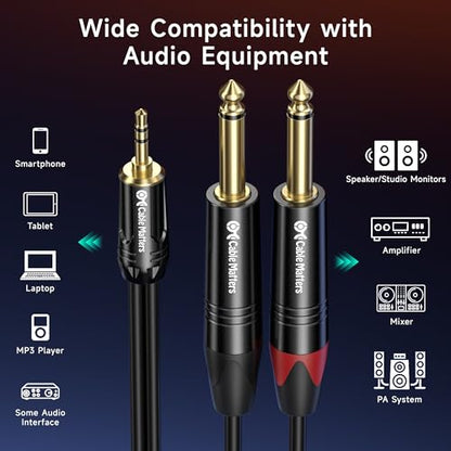 Cable Matters 3.5mm TRS to Dual 6.35mm TS Breakout Cable, 10ft - size: 10 ft