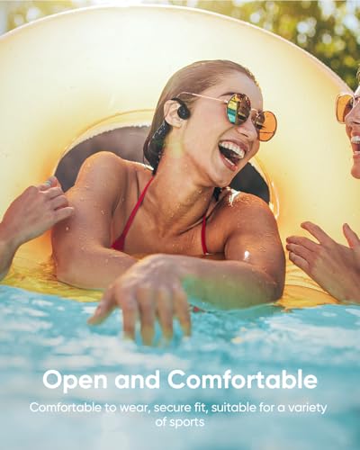 SAMVEK Swimming Headphones, IP68 Waterproof Bone Conduction Headphones for Swimming, Bluetooth 6.1 Swimming Headphone Underwater with MP3 Mode 32GB Memory for Running, Surfing, Cycling, Fitness