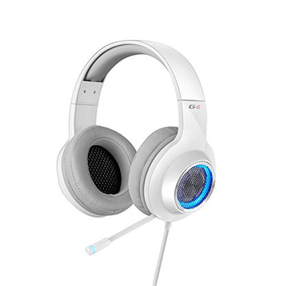 Edifier G4 USB Gaming Headset with Virtual 7.1 Surround Sound, Retractable Boom Microphone, LED Lights Mesh Open Back Adjustable Video Games for PC, Laptop, desktops - White