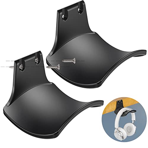 2-Pack Never Fall Headphone Hook Hanger Wall Mount Headset Holder - color: Black L(2 Pack)