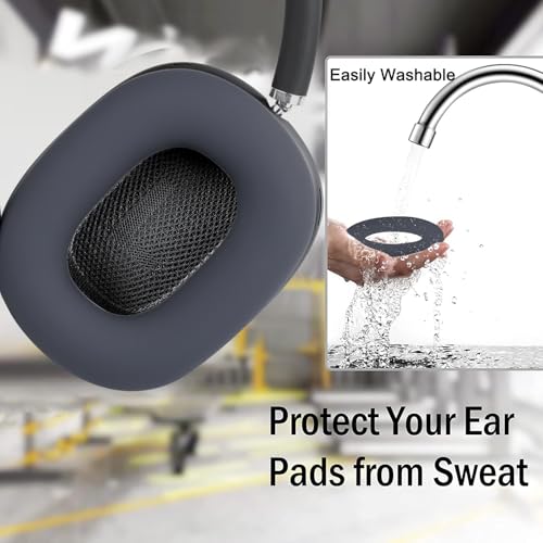 SOULWIT Sweat Proof Silicone Ear Cover for AirPods Max, Comfortable Fit for Gym Exercise, Easy to Clean, No Sound Quality Loss - Navy Blue - color: Navy Blue