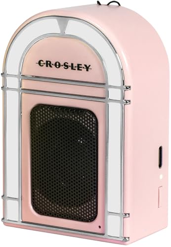 Crosley CR3046A-PI Mini Jukebox Portable Bluetooth Speaker, Pink | Bluetooth In, 5 Color-Changing Light Modes, LED Lights Sync with Music, Rechargeable Lithium-Ion Battery - color: Pink