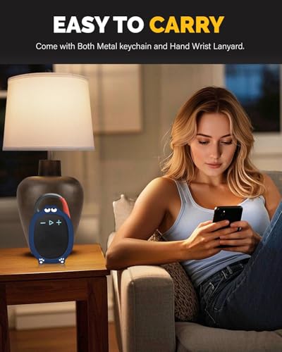 Silicone Case Cover Compatible with JBL Clip 5 Bluetooth Speaker, Soft Protective Speaker Sleeve with Cute Cartoon Design, Washable Shockproof Anti-Scratch Silicone Skin, Blue