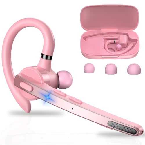 Bluetooth Headset 72H Work Single-Ear Wireless Earpiece for Cell Phone Call | 2 Charging Ways & 500mAh Charging Case,Dual Mic ENC Noise Cancel, Mute Button,V5.1 Hands-Free for Phone and Laptop
